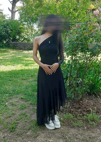 xs Beden Siyah Drapeli Straplez Midi Elbise