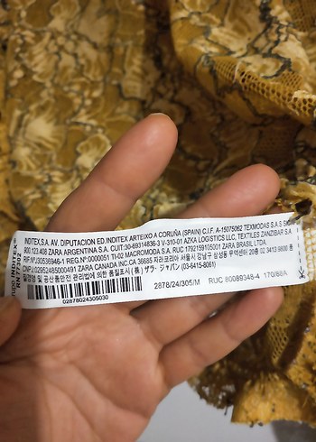 m Beden sarı Renk Sarı Yılan Desenli Uzun Kollu Kadın Bluz