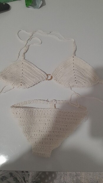 s Beden El örgüsü bikini krik beyaz