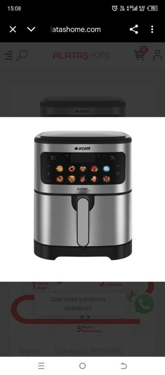 Gri Arçelik Dijital Fritöz 82 - Görsel 2