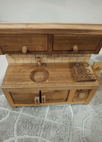 ahşap mutfak ve oturma grubu oyuncak - Görsel 5