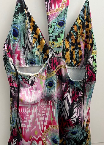 Renkli Desenli Bohem Uzun Monokini - Görsel 5