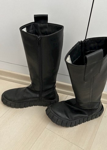 Kadın Siyah Dizüstü Lastik Çizme Stiletto Topuk