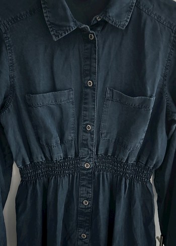 Mamas & Papas Düğmeli Lacivert Uzun Denim Elbise