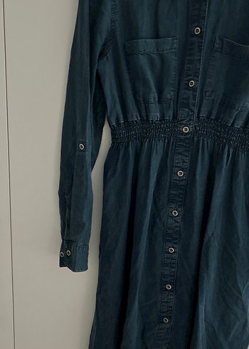 m Beden lacivert Renk Düğmeli Lacivert Uzun Denim Elbise