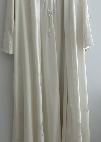 Pierre Cardin Saten Beyaz Uzun Kadın Sabahlık - Görsel 11