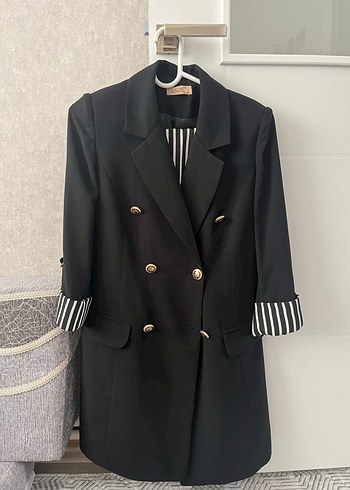 Zara Sikligin Simgesi Siyah Cizgili Cift Sirali Blazer