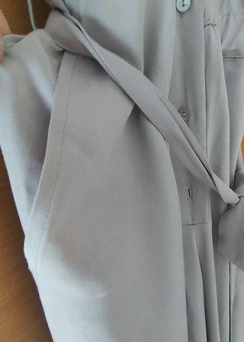 Krem renkli  Kadın Kemerli Uzun Tulum - Görsel 4