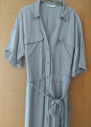 Krem renkli  Kadın Kemerli Uzun Tulum - Görsel 3