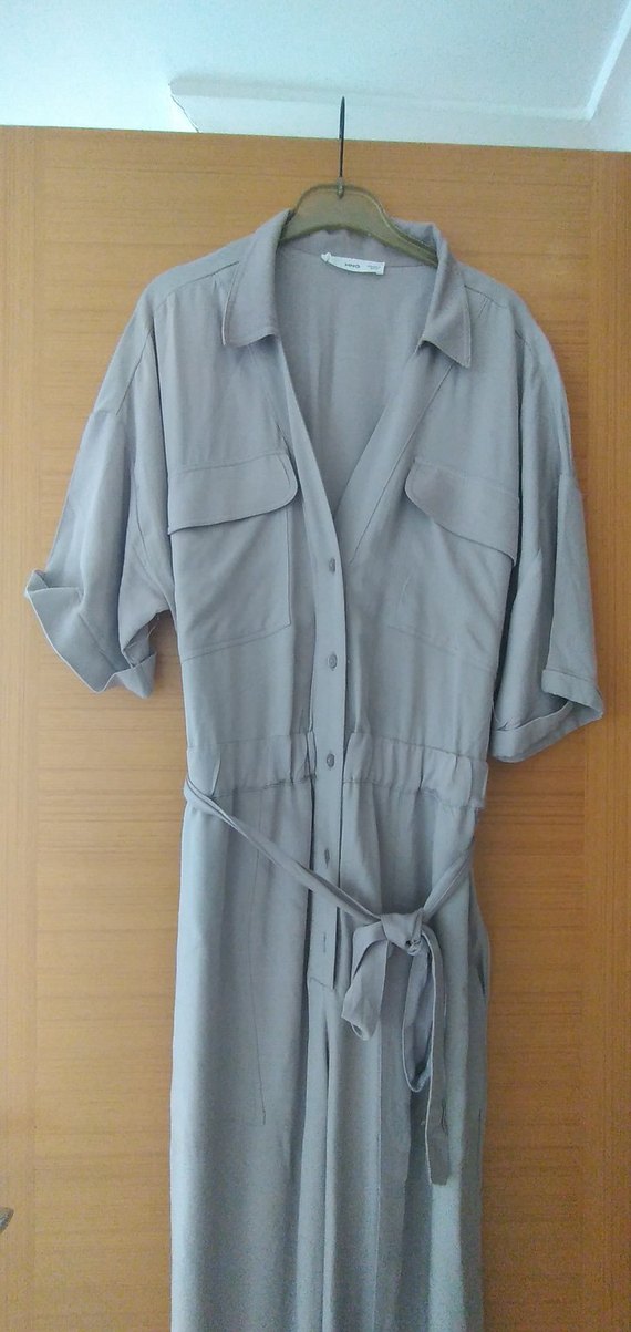 Krem renkli  Kadın Kemerli Uzun Tulum - Görsel 3