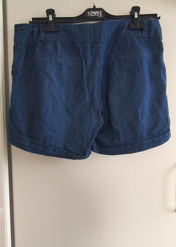 Kadın Lacivert Kemerli Mini Denim Şort - Görsel 2