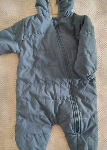 Kapüşonlu Erkek Bebek Mavi Kış Tulumu - Görsel 3