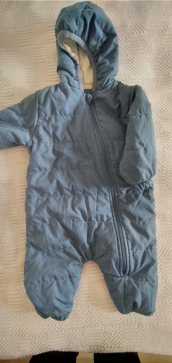 Kapüşonlu Erkek Bebek Mavi Kış Tulumu - Görsel 3