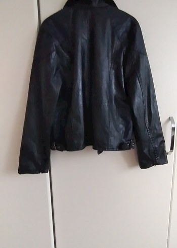 Kayış Detaylı Siyah Biker Deri Ceket - Görsel 4