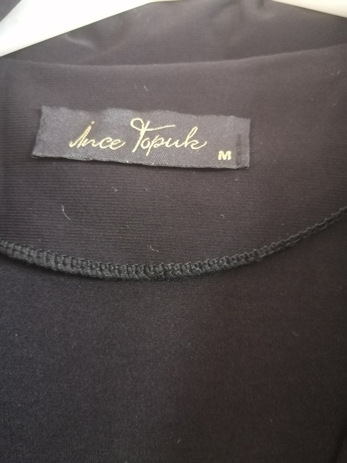 İnce Topuk markaV Yaka Drapeli Siyah Midi Elbise - Görsel 2