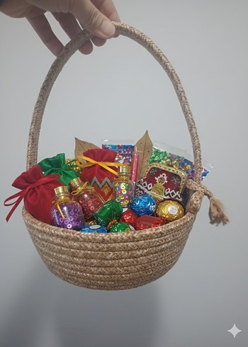 Bej Hasır Saplı Sepet bohça 20*7 cmdir istenilen ölçüde yapılır - Görsel 4