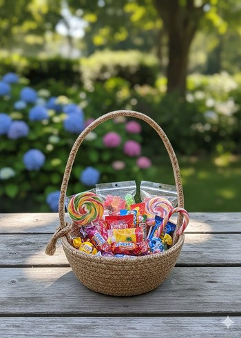 Bej Hasır Saplı Sepet bohça 20*7 cmdir istenilen ölçüde yapılır - Görsel 2