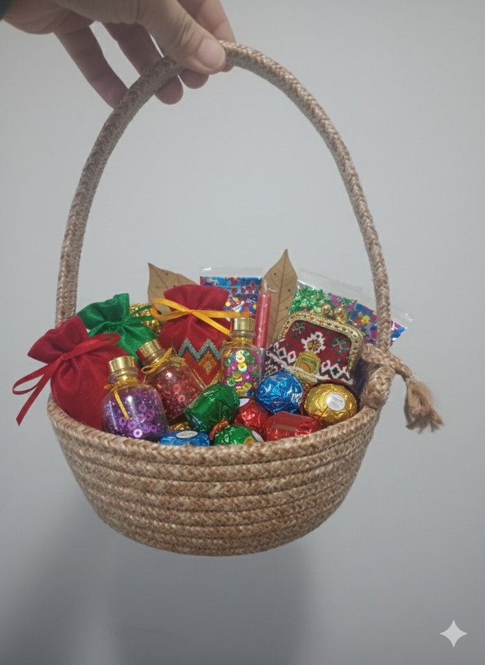 Bej Hasır Saplı Sepet bohça 20*7 cmdir istenilen ölçüde yapılır - Görsel 4