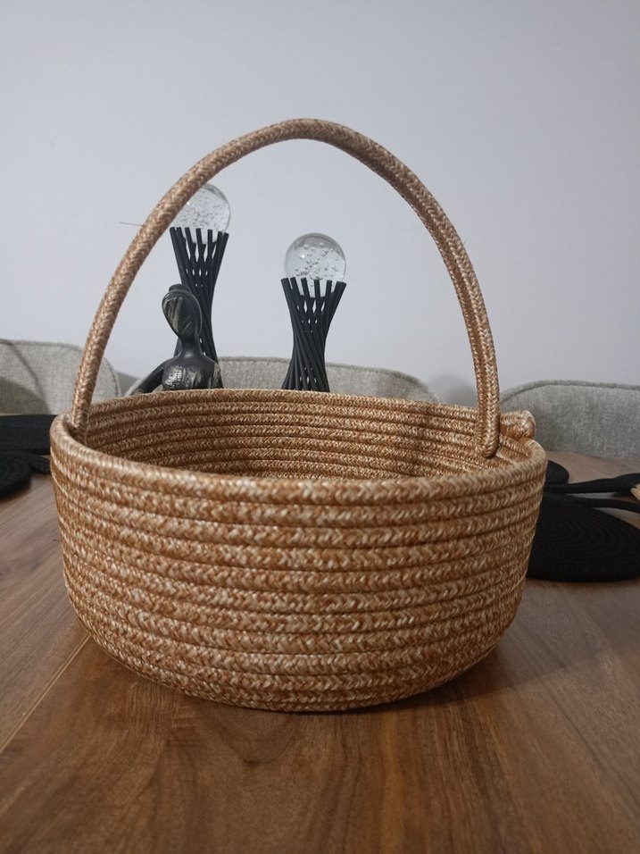 Bej Saplı Örgü Sepet - Görsel 3