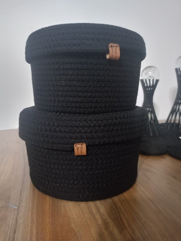 Siyah Örgü Saklama Sepetleri Seti - Görsel 2