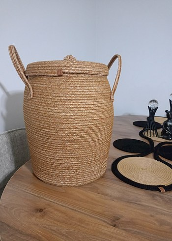 Bej Hasır Saplı Saklama Sepeti - Görsel 3