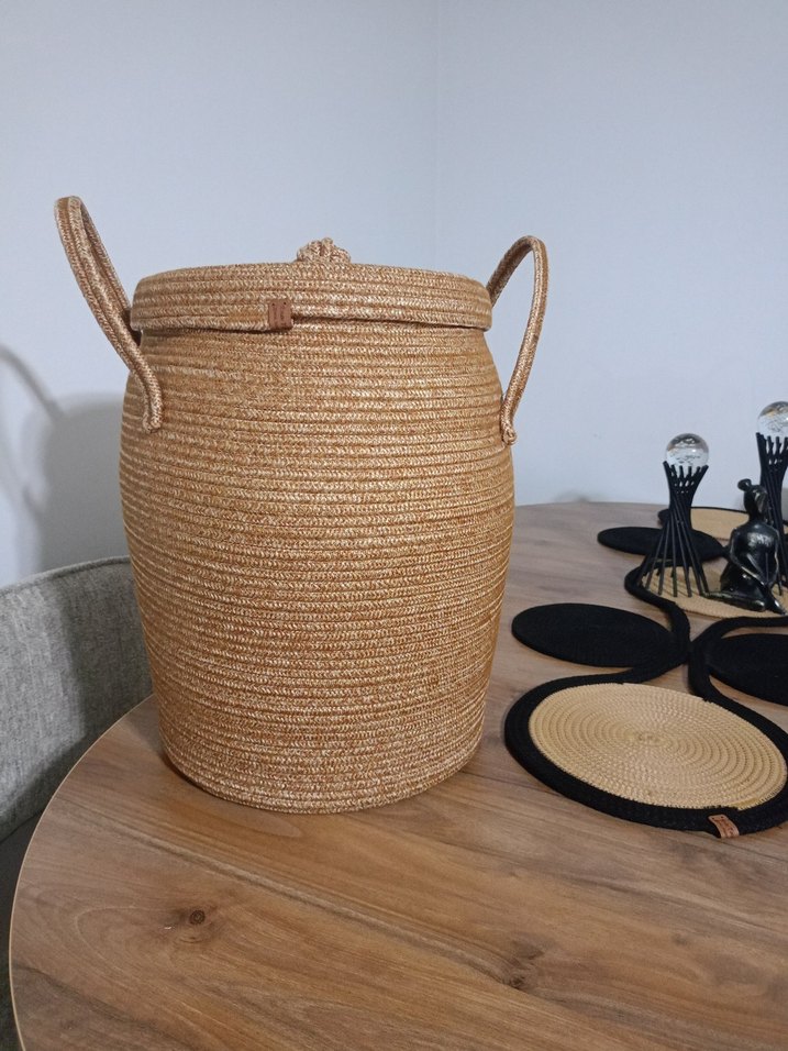 Bej Hasır Saplı Saklama Sepeti - Görsel 3