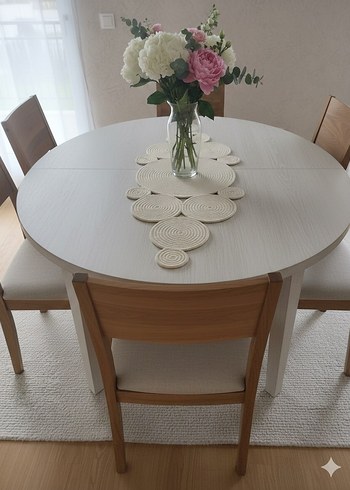 Beyaz Bohem Spiral Desenli runner - Görsel 3