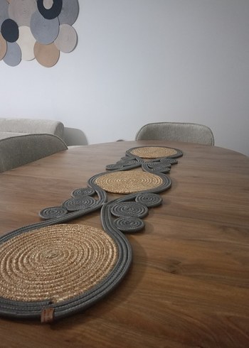 Bohem Tarzda Hasır ve İp Masa Örtüsü - Görsel 2