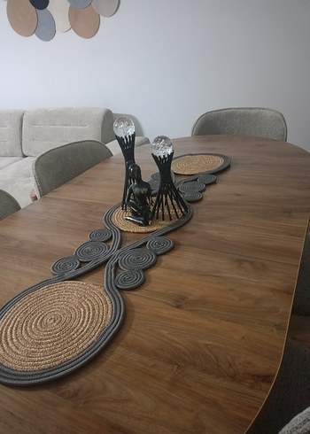 Bohem Tarzda Hasır ve İp Masa Örtüsü - Görsel 4