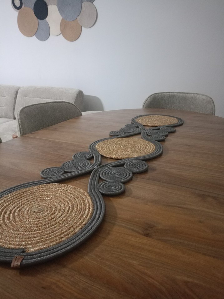 Bohem Tarzda Hasır ve İp Masa Örtüsü - Görsel 3