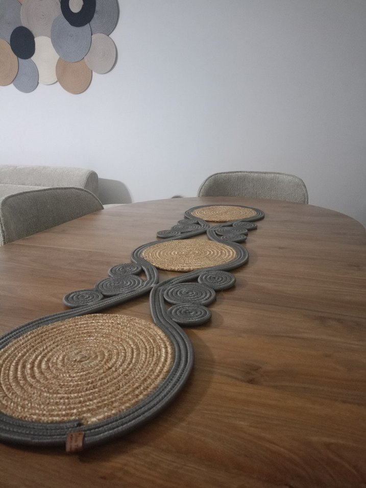 Bohem Tarzda Hasır ve İp Masa Örtüsü - Görsel 2