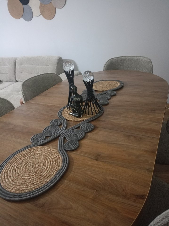 Bohem Tarzda Hasır ve İp Masa Örtüsü - Görsel 4