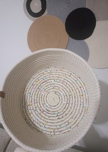 Beyaz Renkli Örgü Sepet - Görsel 3