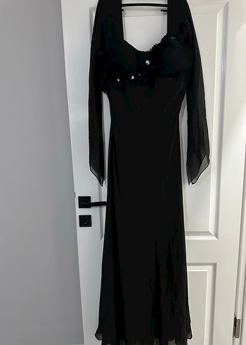 Uzun Kollu Siyah Gotik V-Yaka Elbise - Görsel 2