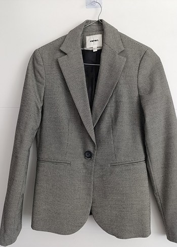 Gri Düğmeli Kadın Blazer Ceket