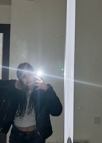 Kürklü Siyah Deri Biker Ceket - Görsel 2