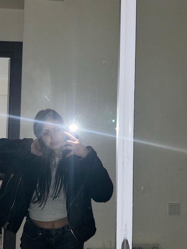 Kürklü Siyah Deri Biker Ceket - Görsel 2