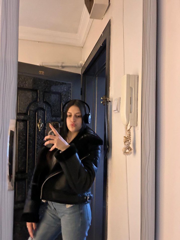 Kürklü Siyah Deri Biker Ceket - Görsel 4