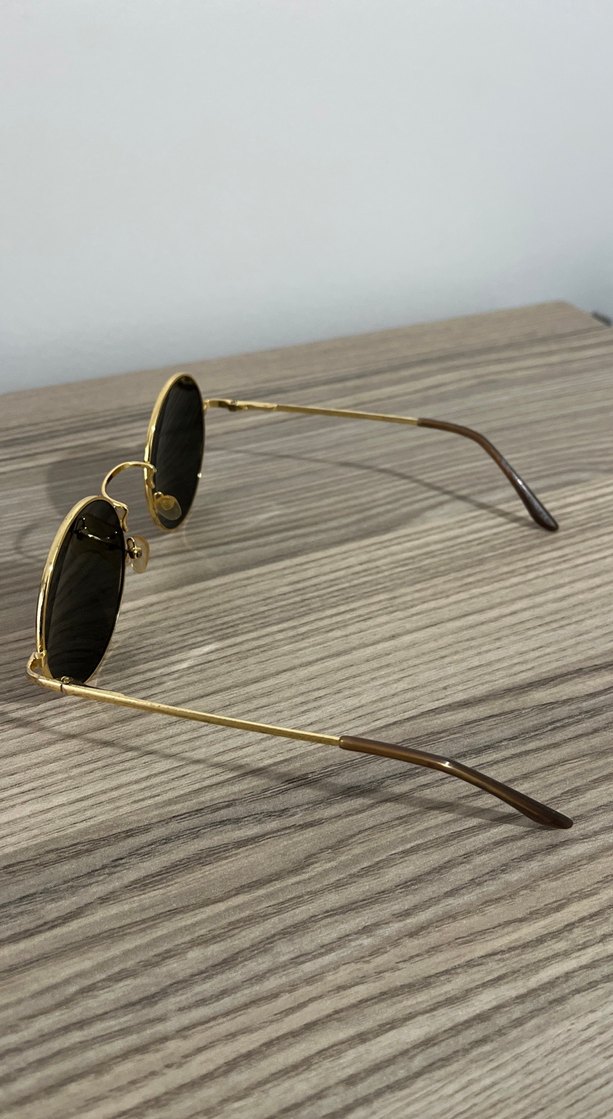 Parlak Altın Çerçeveli Yuvarlak Gözlük - Görsel 4