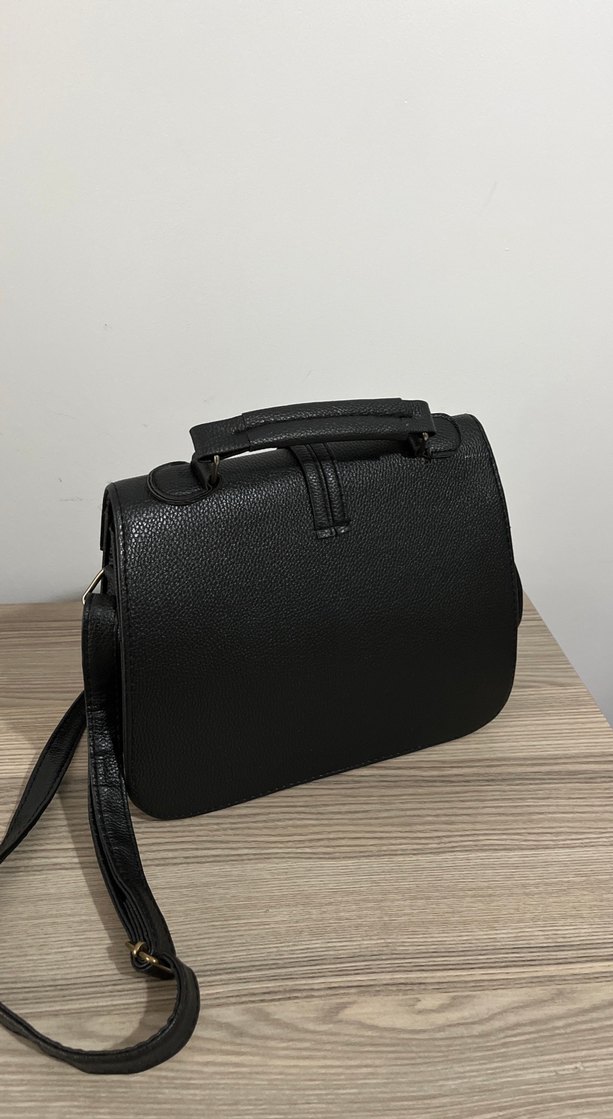 Klasik Siyah Deri Kadın Çanta - Görsel 2