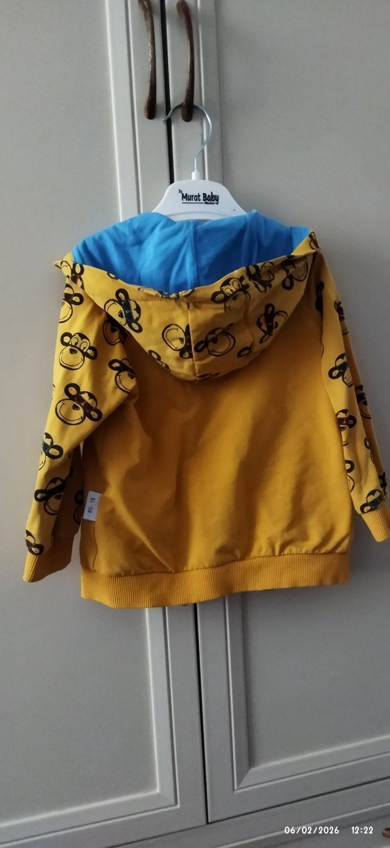 Sarı Kapüşonlu Erkek Çocuk Sweatshirt - Görsel 2