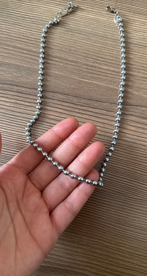 Gri Zincir Detaylı Uzun Kadın Kolye - Görsel 3