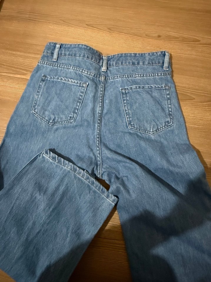 Kadın Mavi Midi Boy Fermuarlı Kot Pantolon - Görsel 5