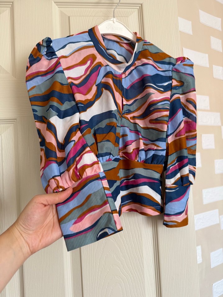 Renkli Tie-Dye Mini Bluz - Görsel 2