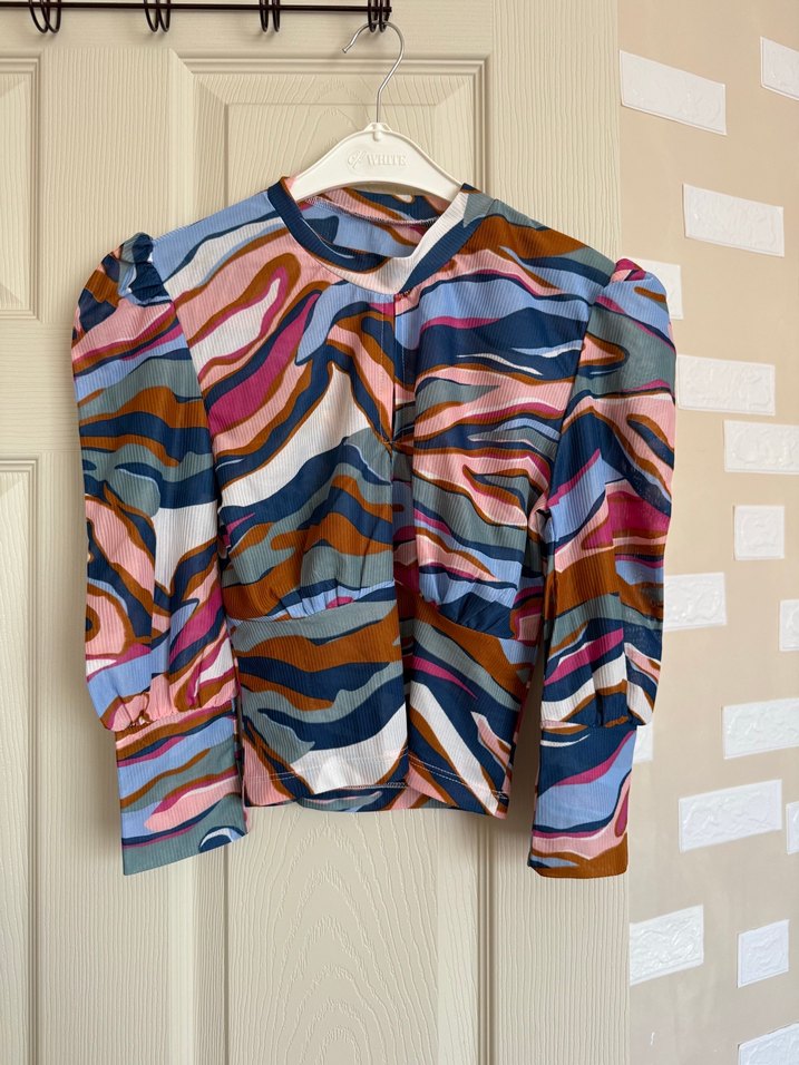 Renkli Tie-Dye Mini Bluz - Görsel 5