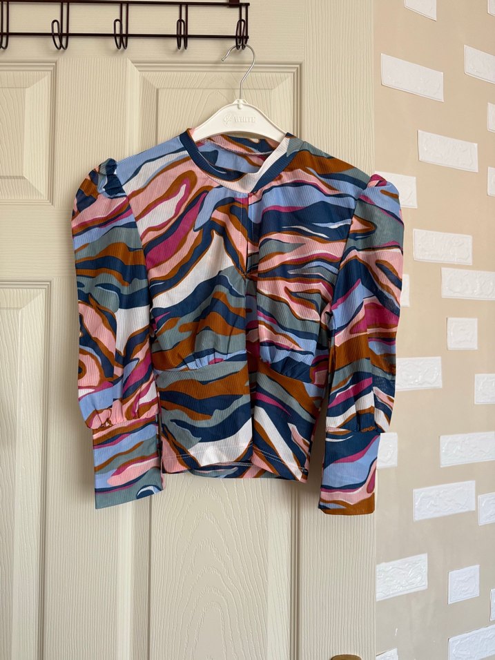 Renkli Tie-Dye Mini Bluz - Görsel 4