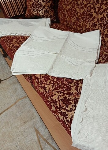 Çeyizlik El işi dantelli pamuk saten nevresim takımı