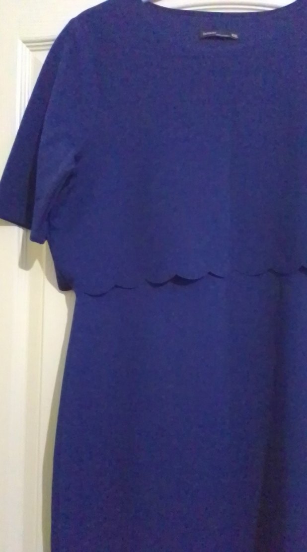 Mavi Midi Hamile Elbisesi, Kısa Kollu, Salaş - Görsel 3