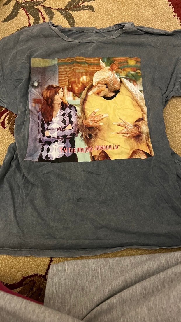 Vintage Kadın Gri Baskılı Keten Kısa Kollu Tişört - Görsel 2