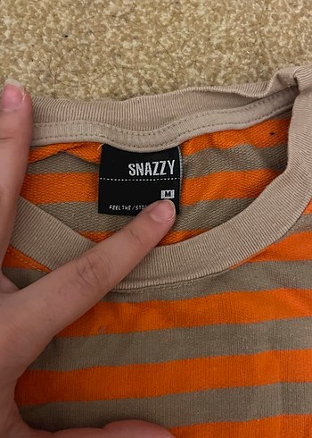 Turuncu Gri Çizgili Salaş Midi Kadın Gömlek - Görsel 2